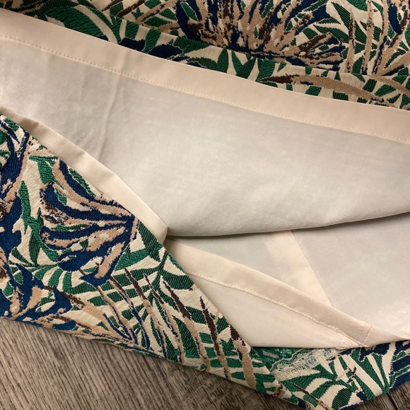 J McLaughlin Dress Womens 6 Sleeveless Green White Palm Tree Stretch Zip - Picture 7 of 7